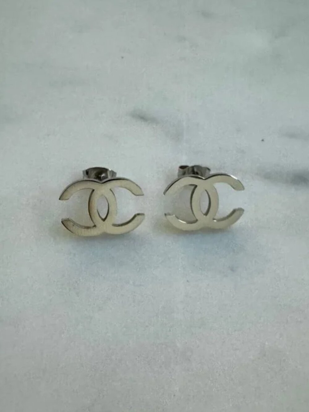 NEW - Vintage Earrings - CC Earrings - Silver Earrings - Silver Studs - Y2K